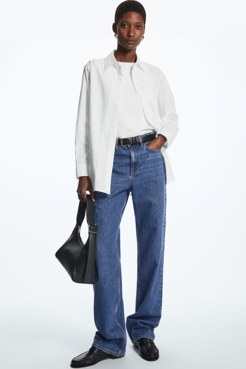 Women's COS Minimal Concealed-Placket Shirts White NZ-45LEJZCPB