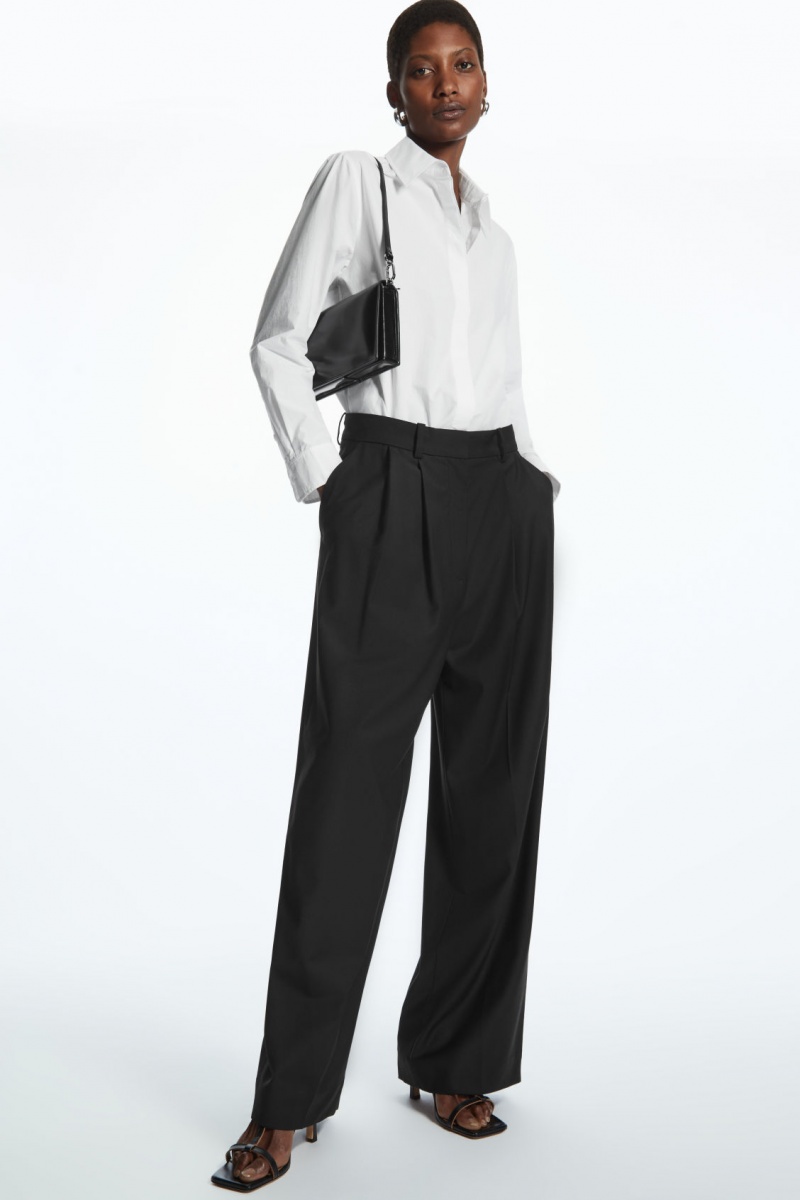 Women's COS Minimal Concealed-Placket Shirts White NZ-45LEJZCPB