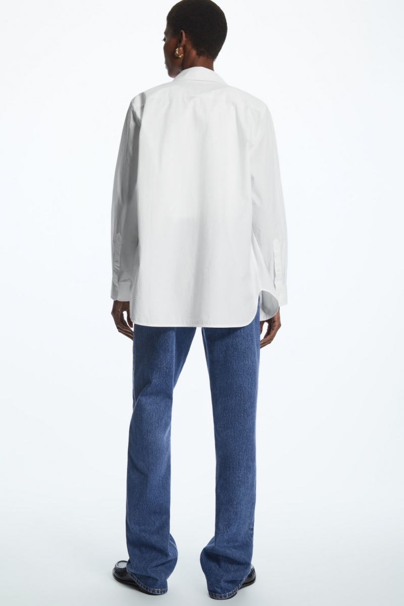 Women's COS Minimal Concealed-Placket Shirts White NZ-45LEJZCPB