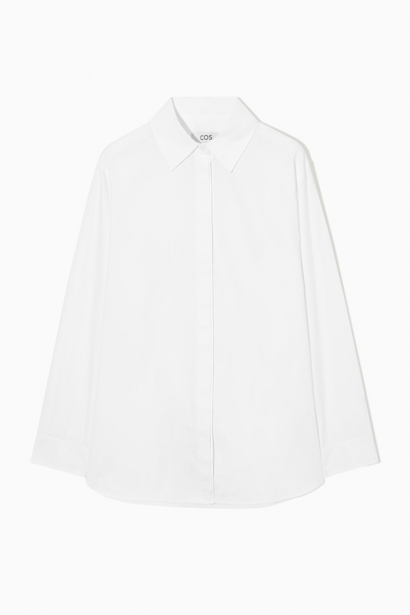 Women's COS Minimal Concealed-Placket Shirts White NZ-45LEJZCPB