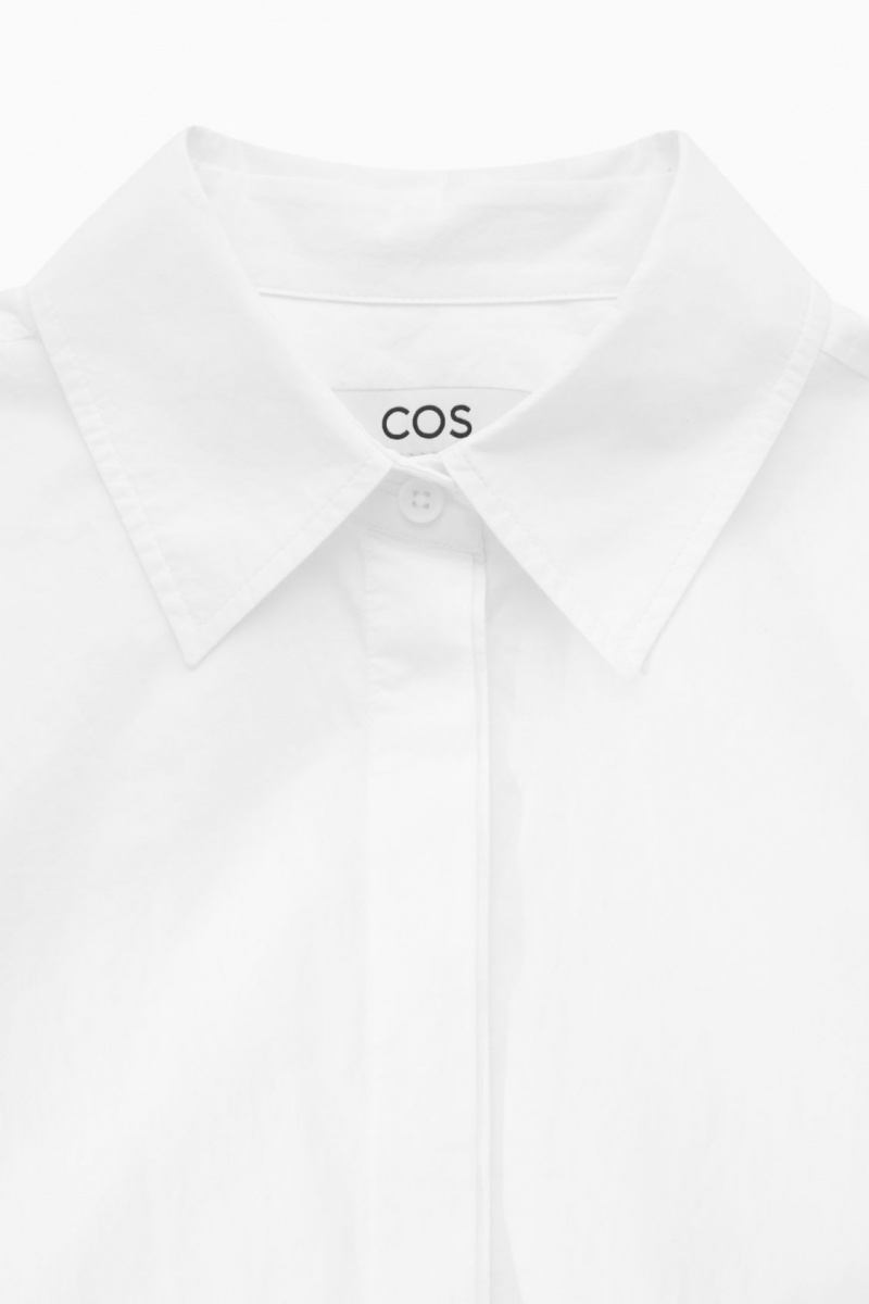 Women's COS Minimal Concealed-Placket Shirts White NZ-45LEJZCPB