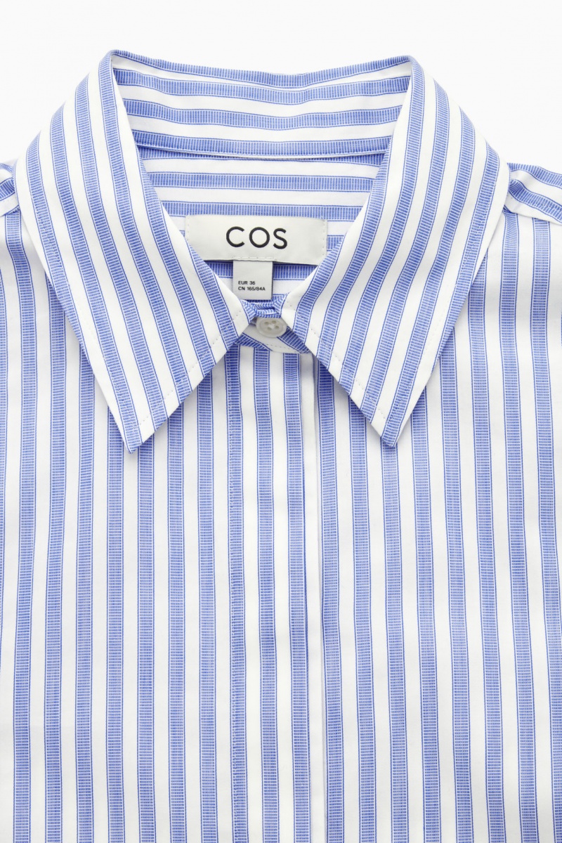 Women's COS Minimal Concealed-Placket Shirts Blue / White NZ-86CIUDWMX