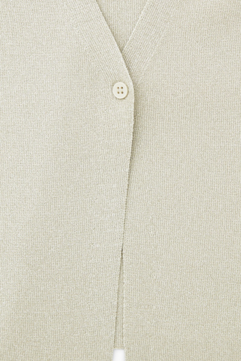 Women's COS Minimal Cropped V-Neck Cardigan Cream NZ-70HYJDXWM