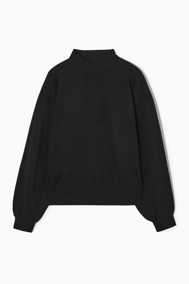 Women's COS Mock-Neck Sweatshirt Black NZ-74YXKHEJM