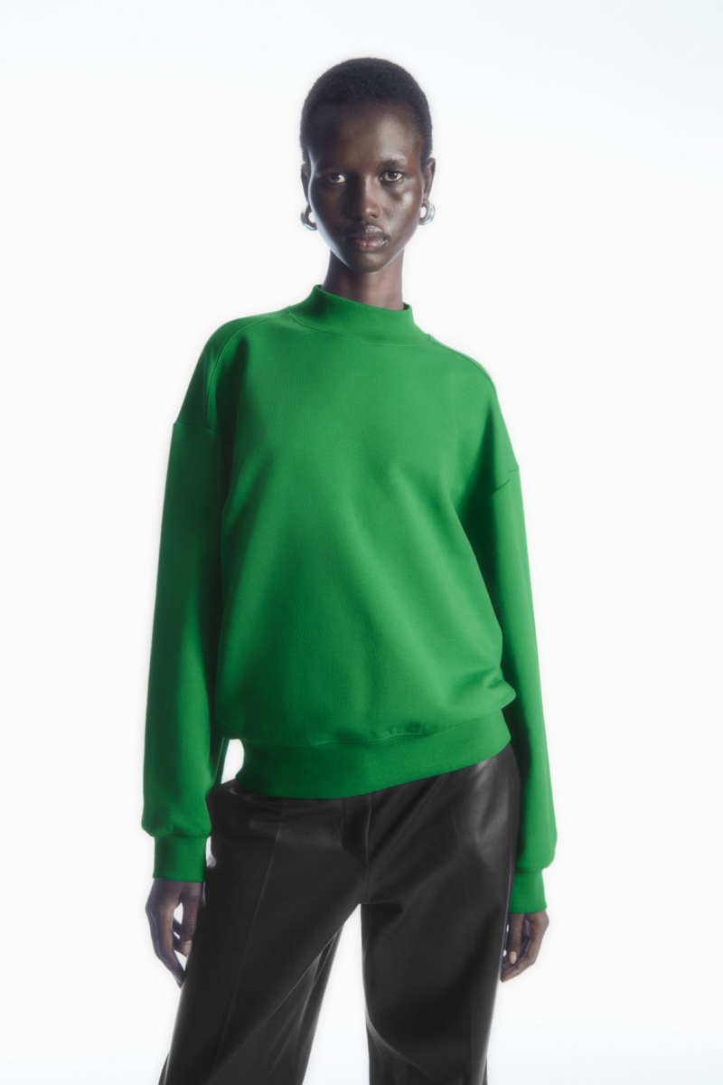 Women\'s COS Mock-Neck Sweatshirt Green NZ-70XRUTPWH