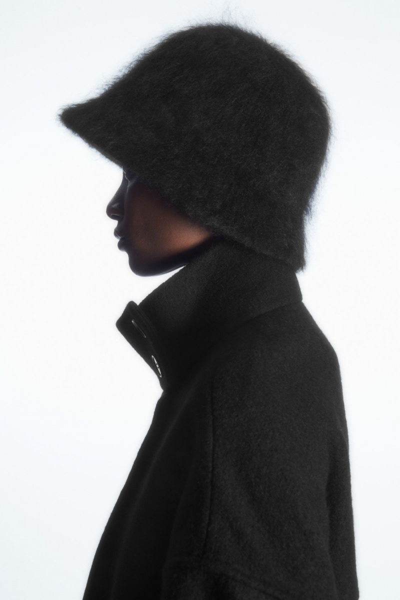 Women's COS Mohair Bucket Hats Black NZ-26VQGJSZC
