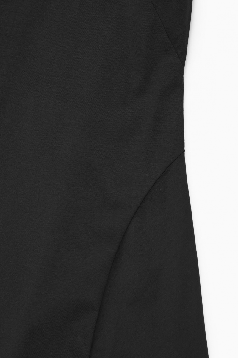 Women's COS Off-The-Shoulder Asymmetric Midi Dress Black NZ-16ZBRJLSN
