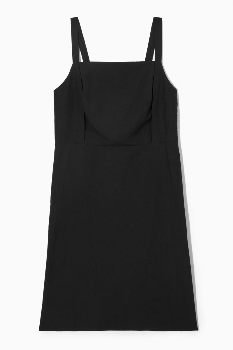 Women's COS Open-Back Mini Pinafore Dress Black NZ-54FWCVOZG
