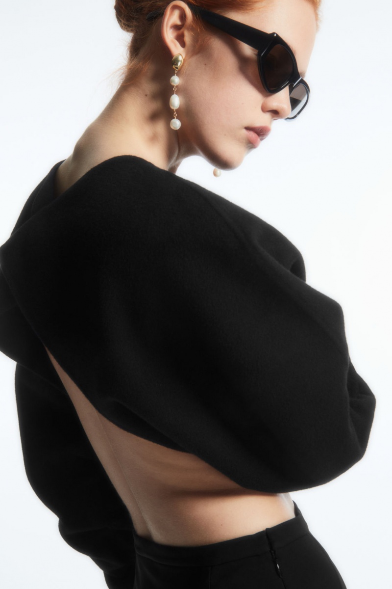 Women's COS Open-Back Wool Bolero Jackets Black NZ-32ZIAOWMX