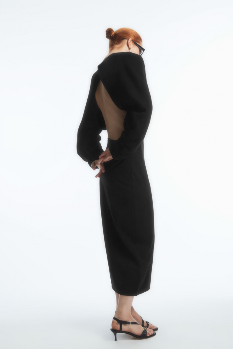 Women's COS Open-Back Wool Bolero Jackets Black NZ-32ZIAOWMX