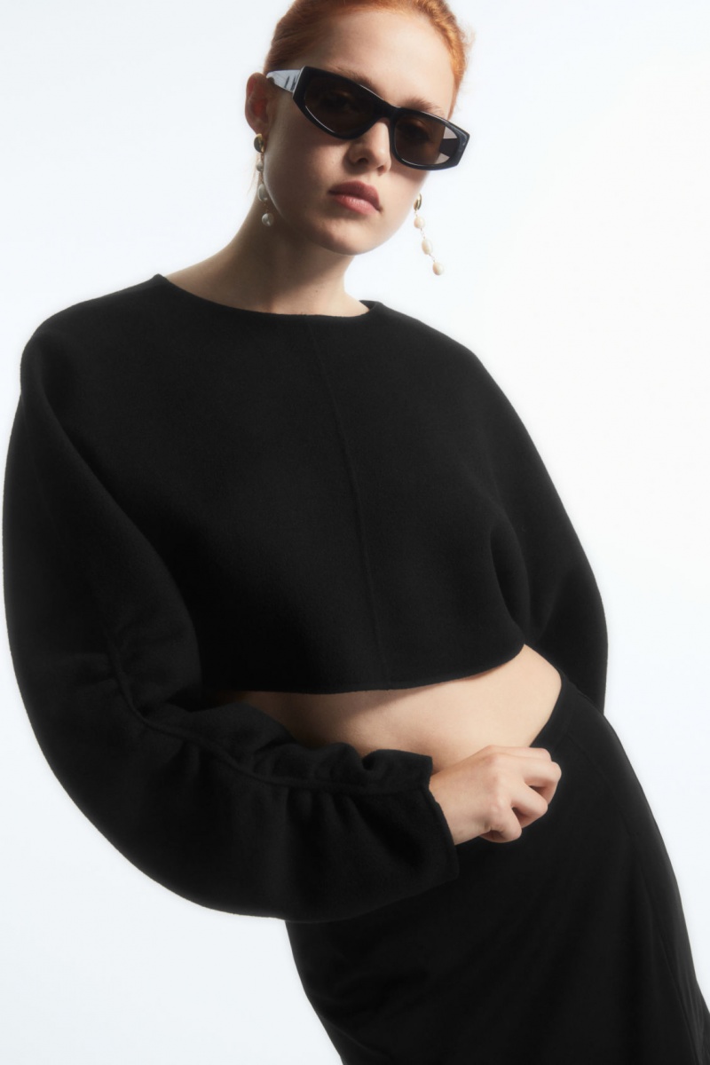 Women\'s COS Open-Back Wool Bolero Jackets Black NZ-32ZIAOWMX