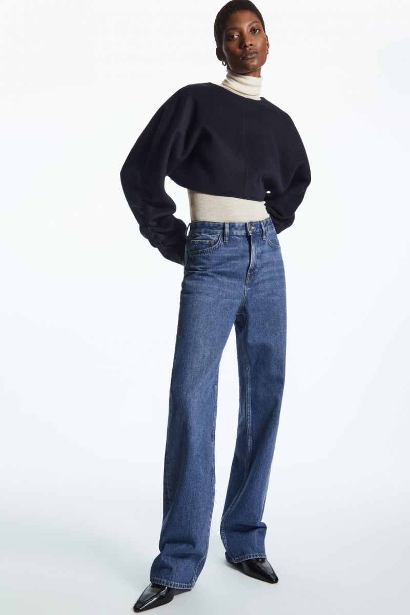 Women's COS Open-Back Wool Bolero Jackets Navy NZ-98GNEAYIX