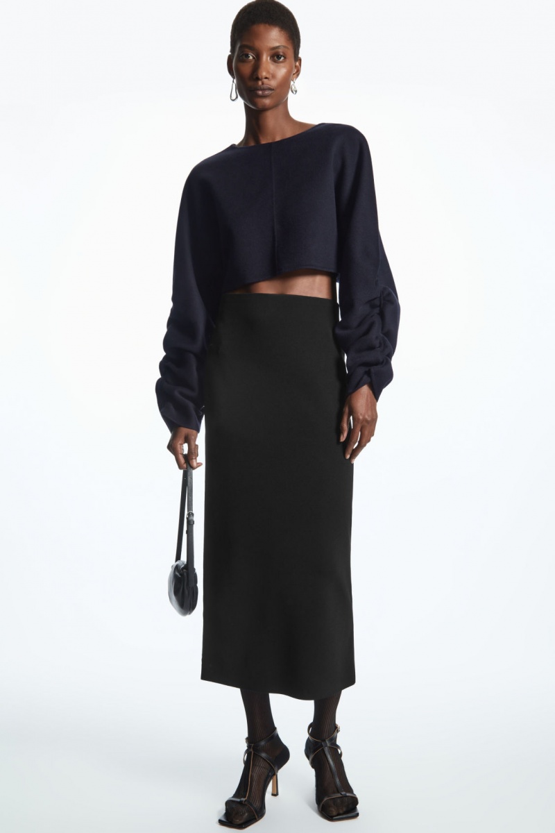 Women's COS Open-Back Wool Bolero Jackets Navy NZ-98GNEAYIX