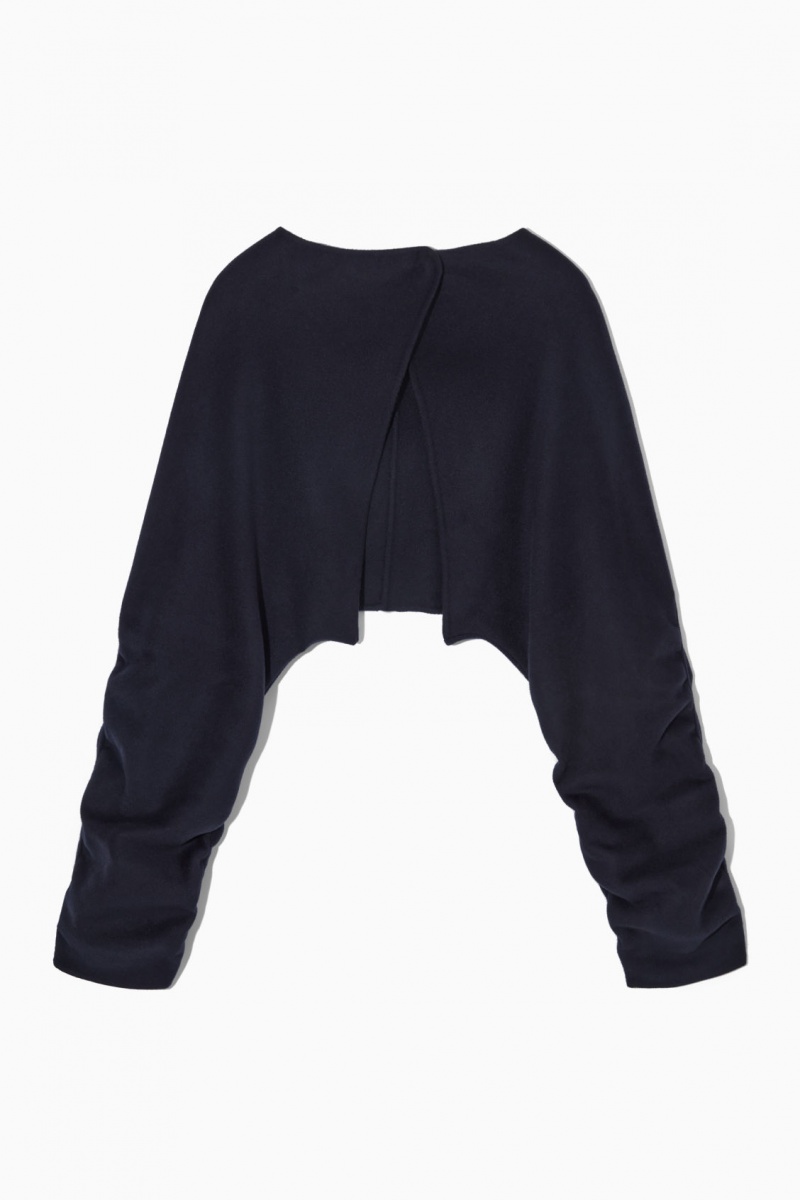 Women's COS Open-Back Wool Bolero Jackets Navy NZ-98GNEAYIX