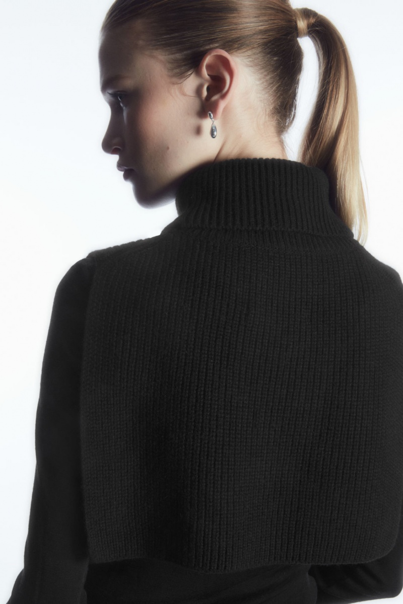 Women's COS Open-Side Cashmere-Blend Roll-Neck Tank Vest Black NZ-18VMXRTHA