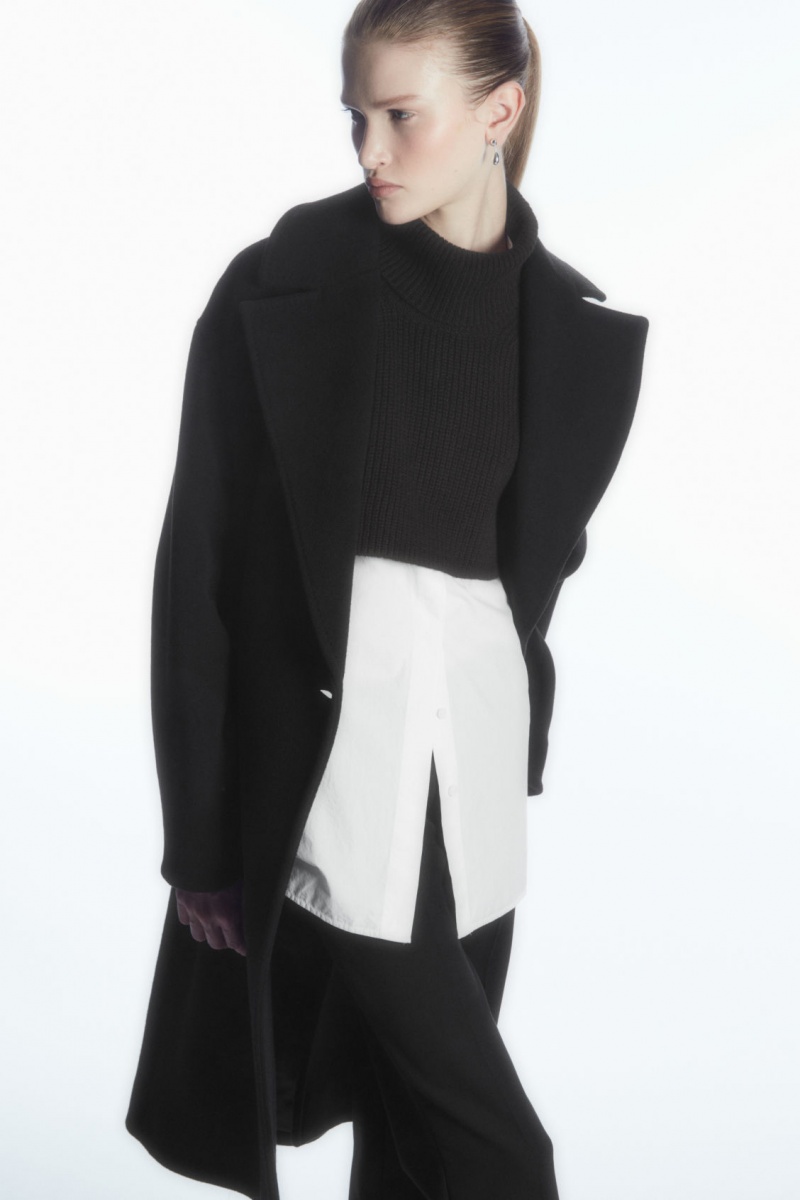 Women's COS Open-Side Cashmere-Blend Roll-Neck Tank Vest Black NZ-18VMXRTHA