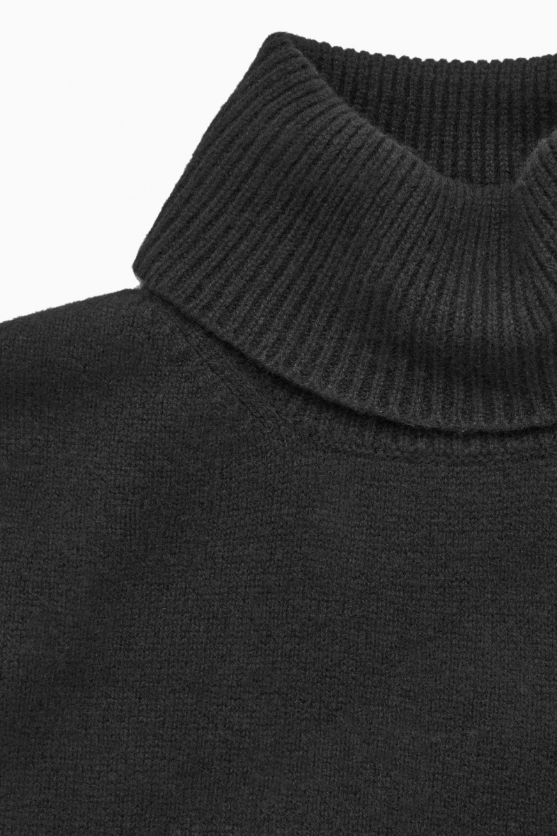 Women's COS Open-Side Cashmere-Blend Roll-Neck Tank Vest Black NZ-18VMXRTHA