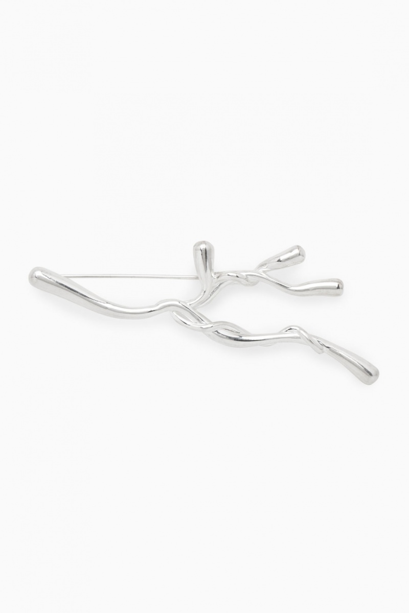 Women's COS Organic-Shaped Brooch Silver NZ-21RIZMUWC