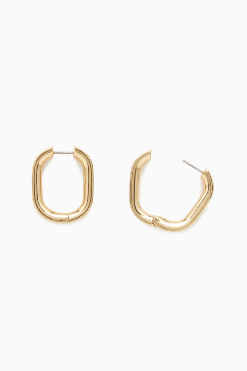 Women's COS Oval Hoop Earrings Gold NZ-38ZGIPFUJ