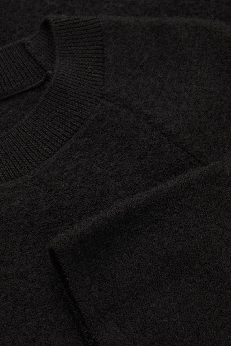 Women's COS Oversized-Fit Wool T-Shirt Dress Black NZ-28GISBMKD