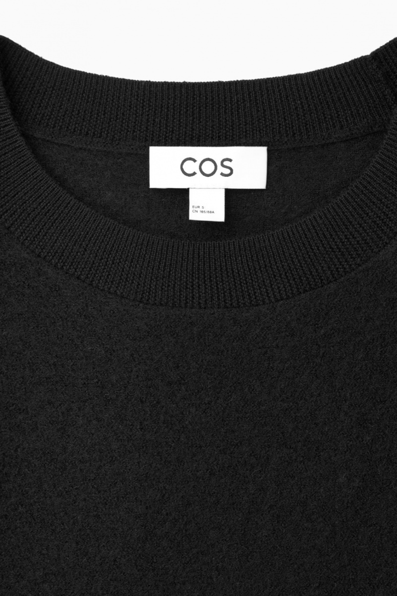 Women's COS Oversized-Fit Wool T-Shirt Dress Black NZ-28GISBMKD