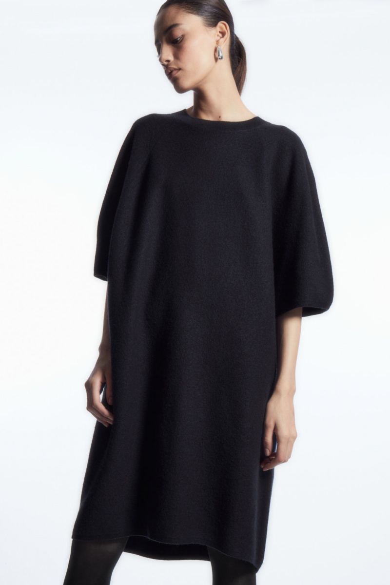 Women's COS Oversized-Fit Wool T-Shirt Dress Navy NZ-81QAOTWDU