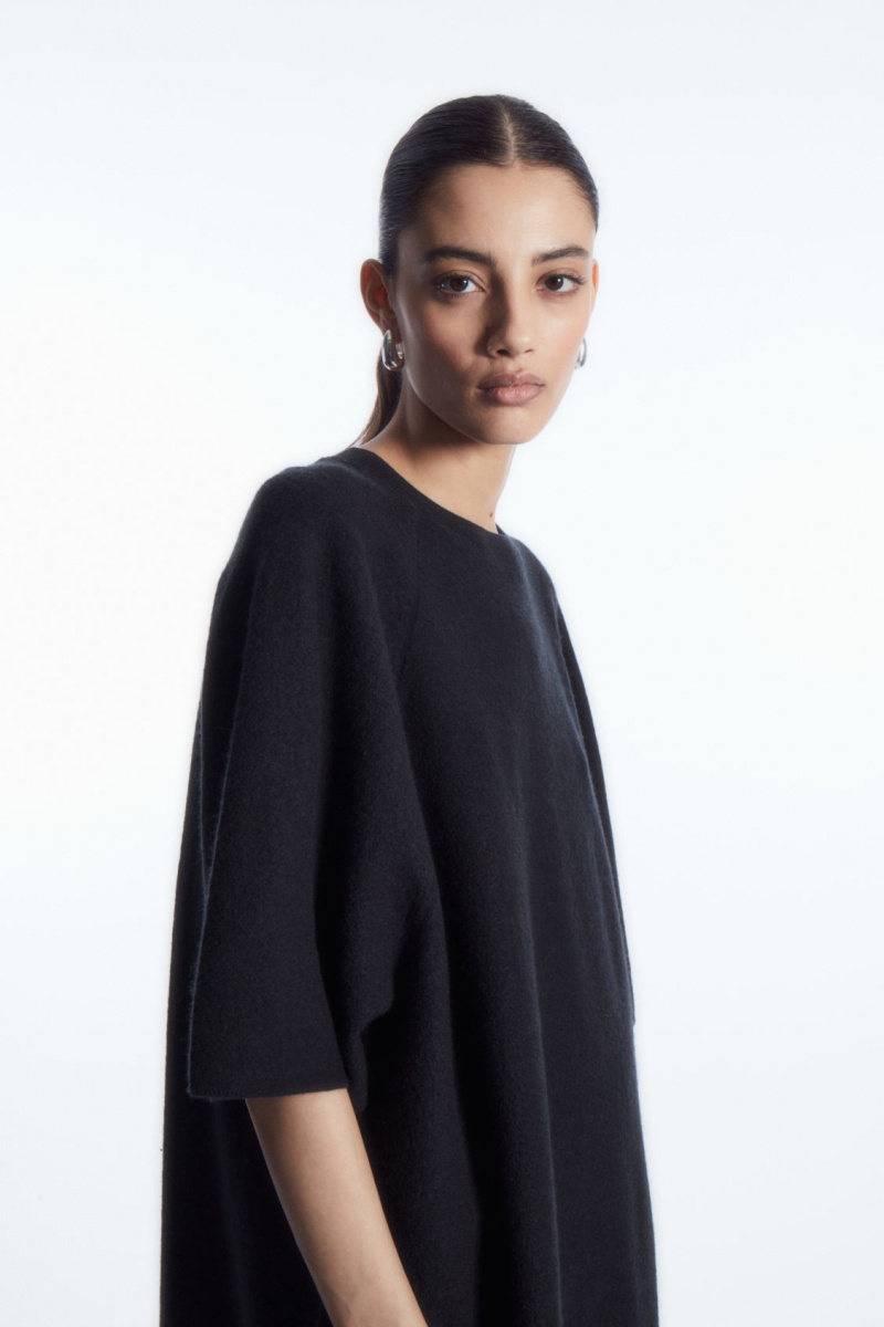 Women's COS Oversized-Fit Wool T-Shirt Dress Navy NZ-81QAOTWDU