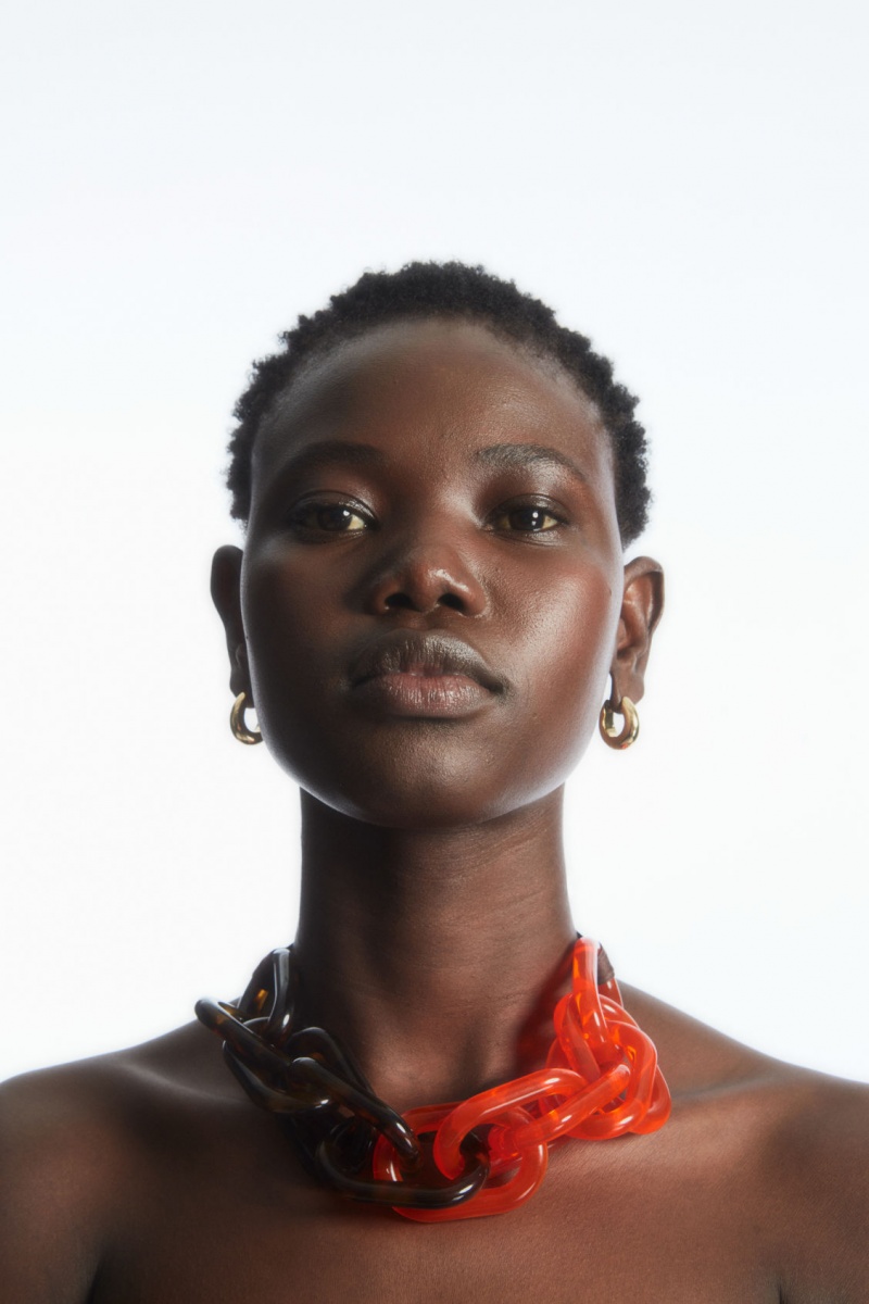 Women\'s COS Oversized-Link Grosgrain Ribbon Necklace Orange NZ-43CKOEUSJ