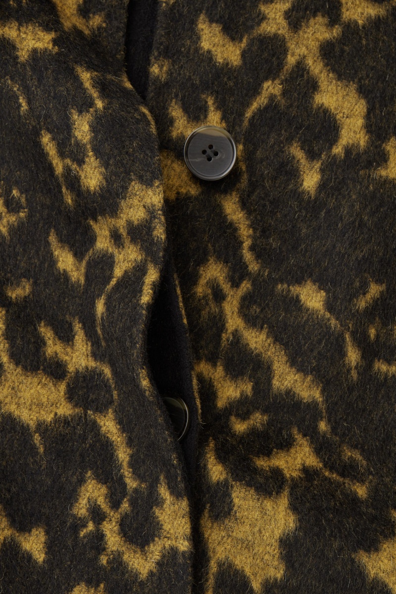Women's COS Oversized Animal-Print Wool Coats Black NZ-50TRJABKU