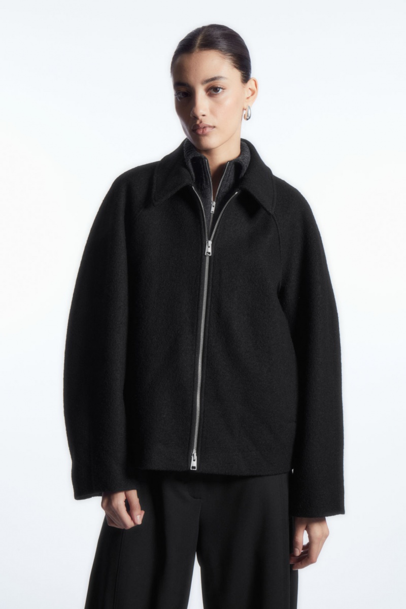 Women\'s COS Oversized Boiled-Wool Jackets Black NZ-40CIWFORS