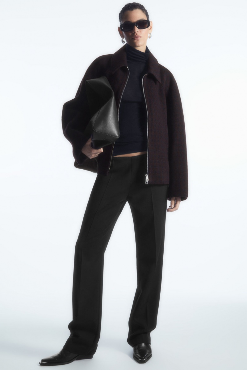 Women's COS Oversized Boiled-Wool Jackets Navy NZ-57XHTSNRB