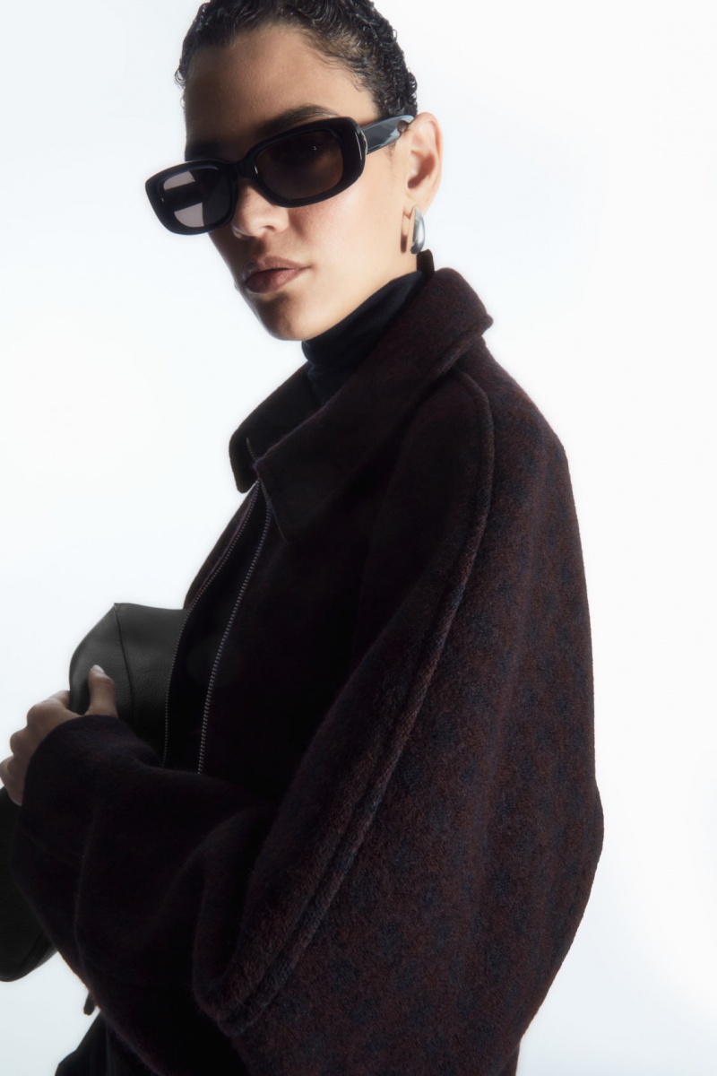 Women's COS Oversized Boiled-Wool Jackets Navy NZ-57XHTSNRB