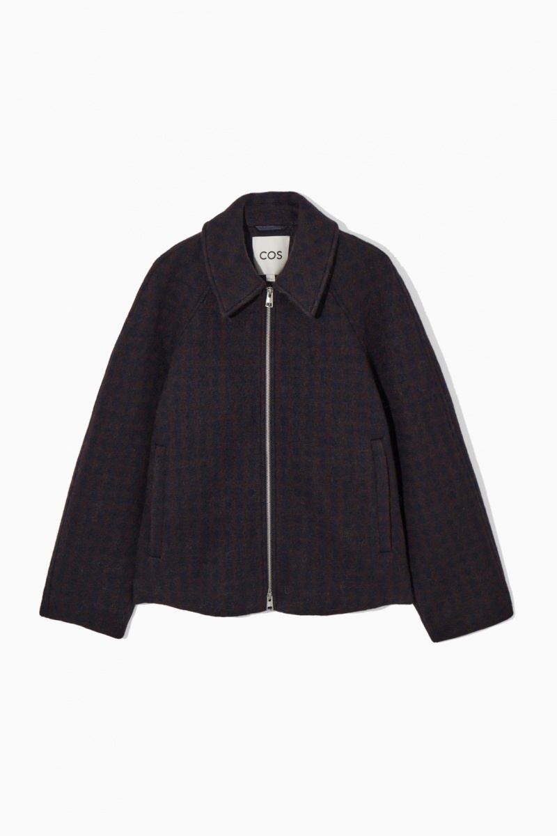 Women's COS Oversized Boiled-Wool Jackets Navy NZ-57XHTSNRB