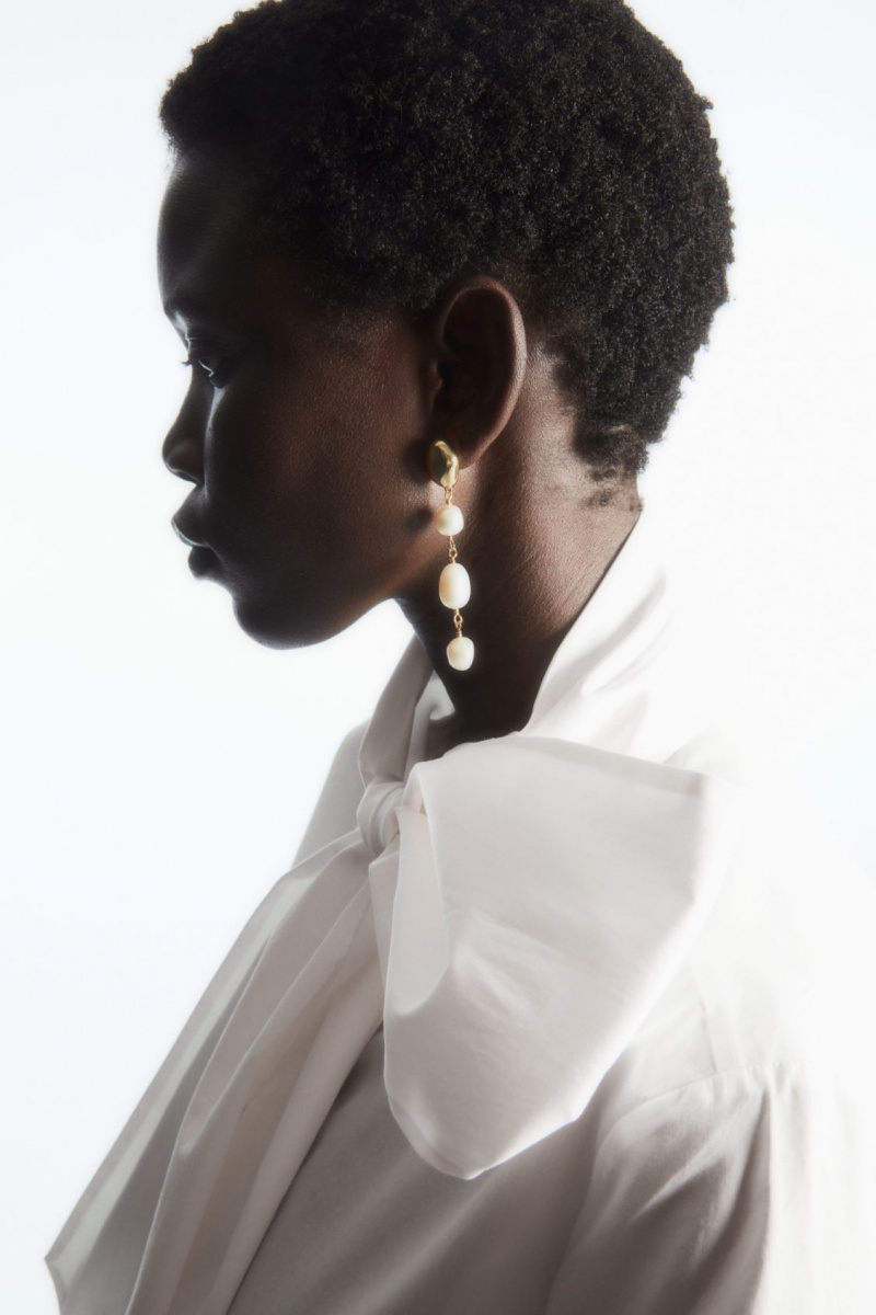 Women's COS Oversized Bow-Detail Blouse White NZ-92SONQYXJ