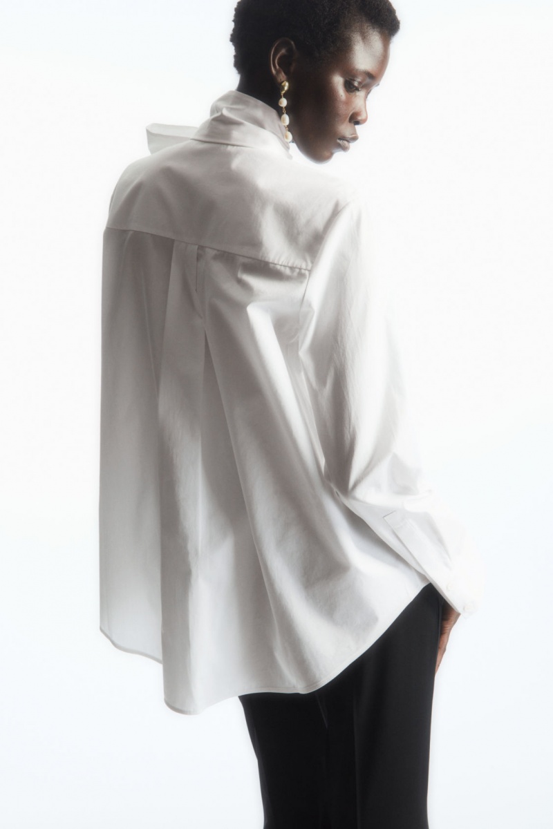 Women's COS Oversized Bow-Detail Blouse White NZ-92SONQYXJ