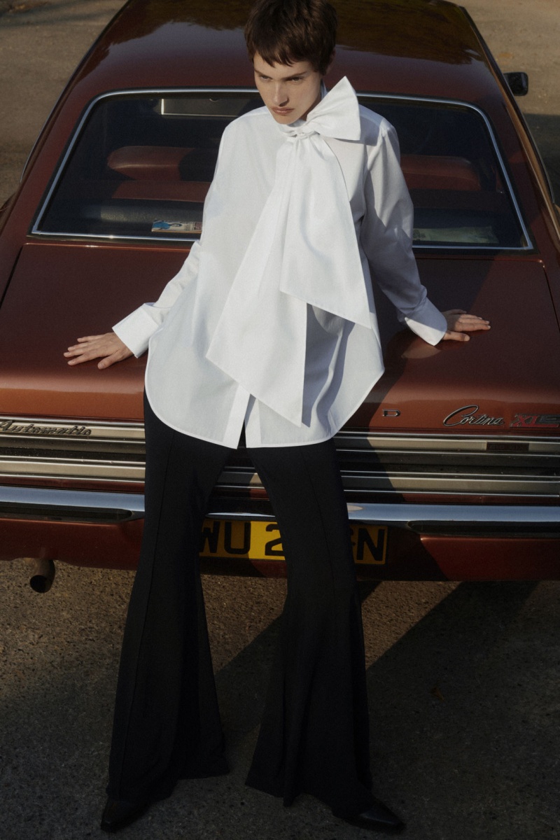 Women's COS Oversized Bow-Detail Blouse White NZ-92SONQYXJ