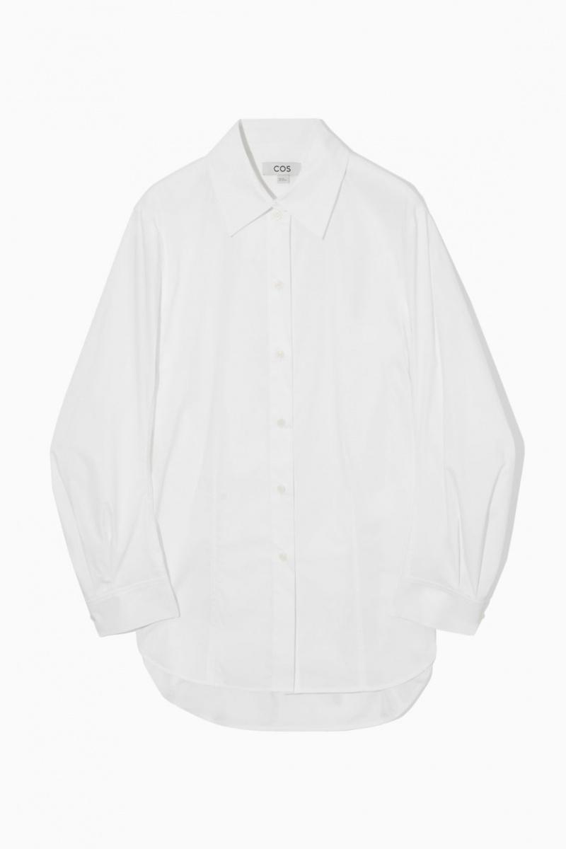 Women's COS Oversized Cotton-Blend Shirts White NZ-71UNFICQV