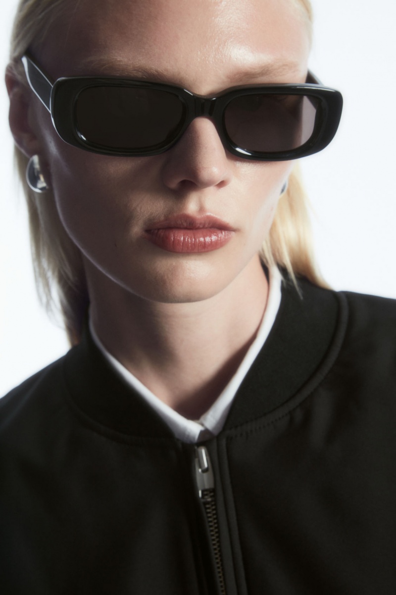 Women's COS Oversized Cropped Bomber Jackets Black NZ-21XSZUDPQ