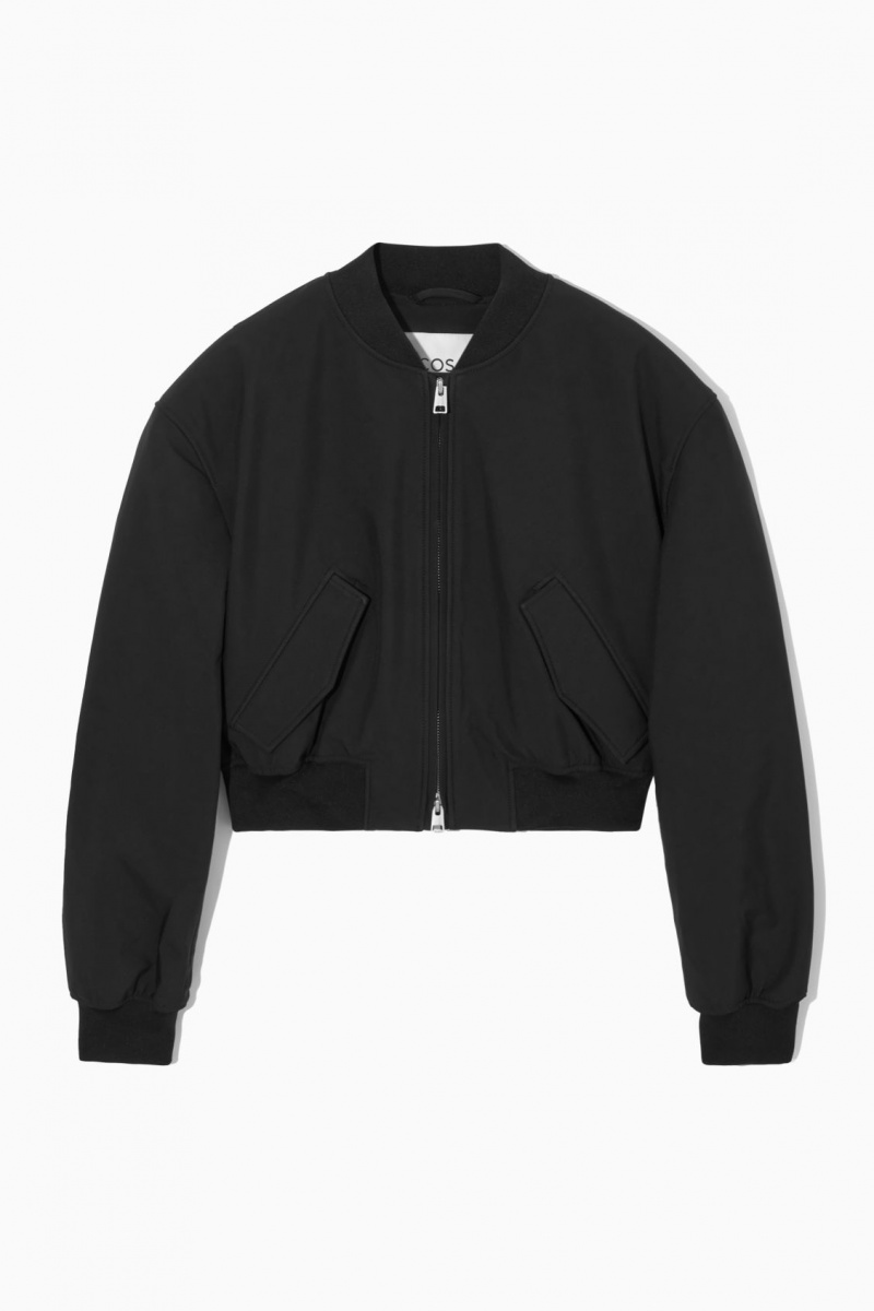 Women's COS Oversized Cropped Bomber Jackets Black NZ-21XSZUDPQ