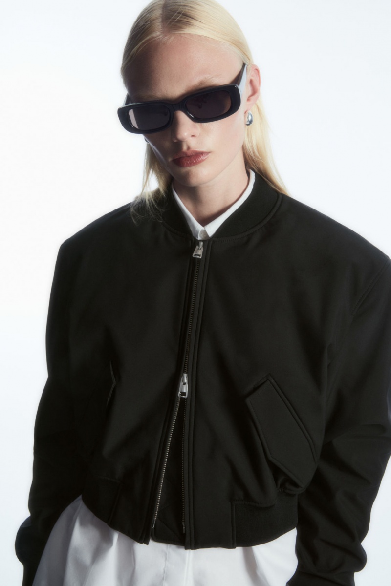 Women\'s COS Oversized Cropped Bomber Jackets Black NZ-21XSZUDPQ