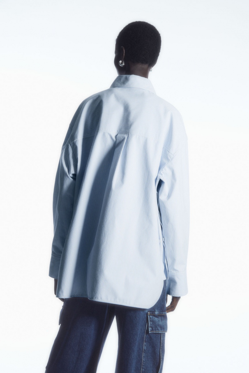 Women's COS Oversized Deconstructed Shirts Light Blue NZ-95NJPTDIQ