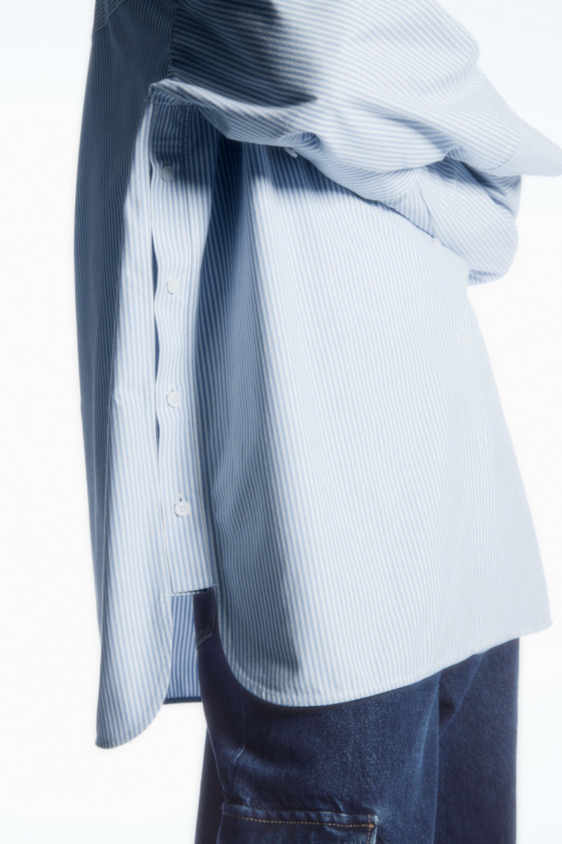 Women's COS Oversized Deconstructed Shirts Light Blue NZ-95NJPTDIQ