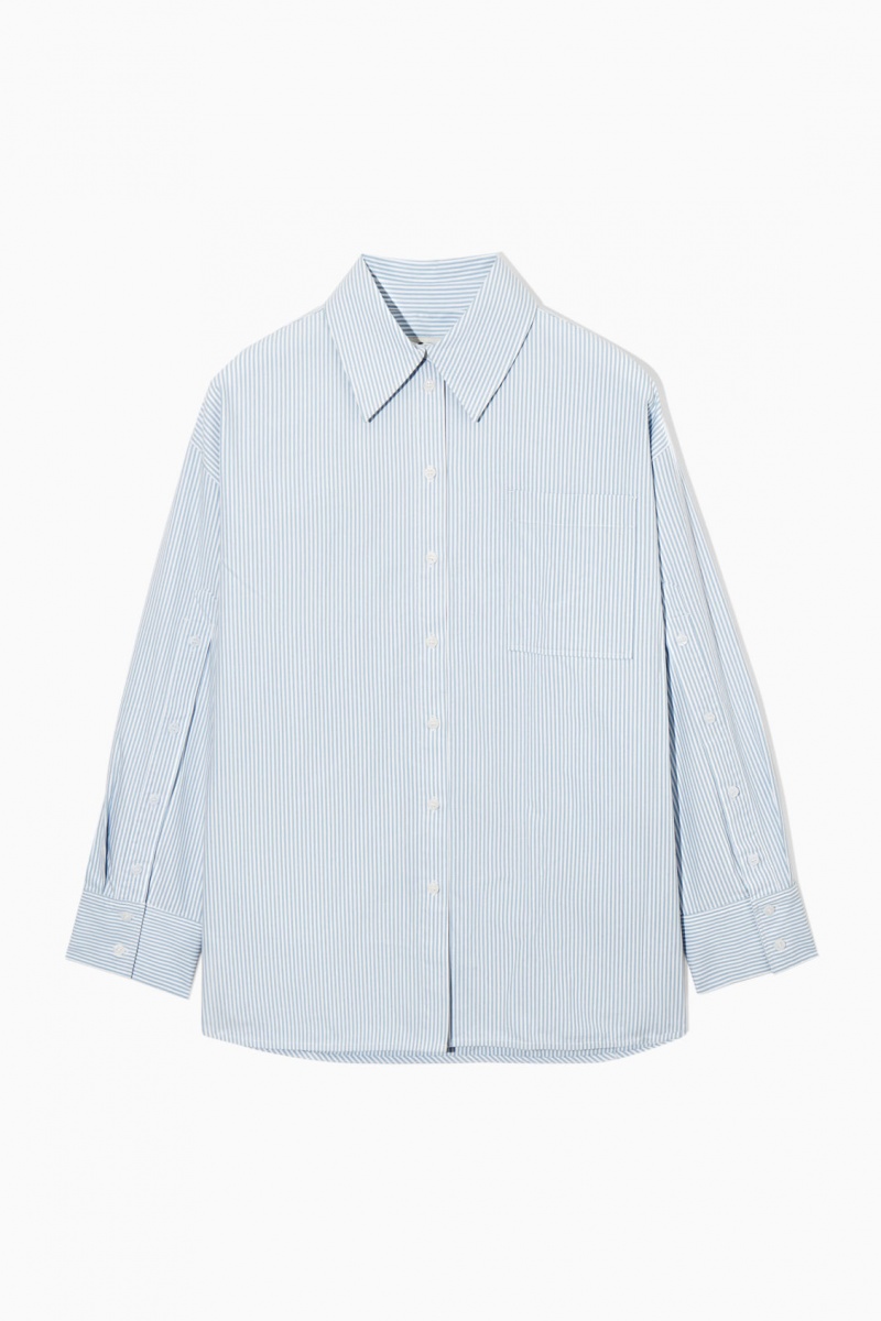 Women's COS Oversized Deconstructed Shirts Light Blue NZ-95NJPTDIQ