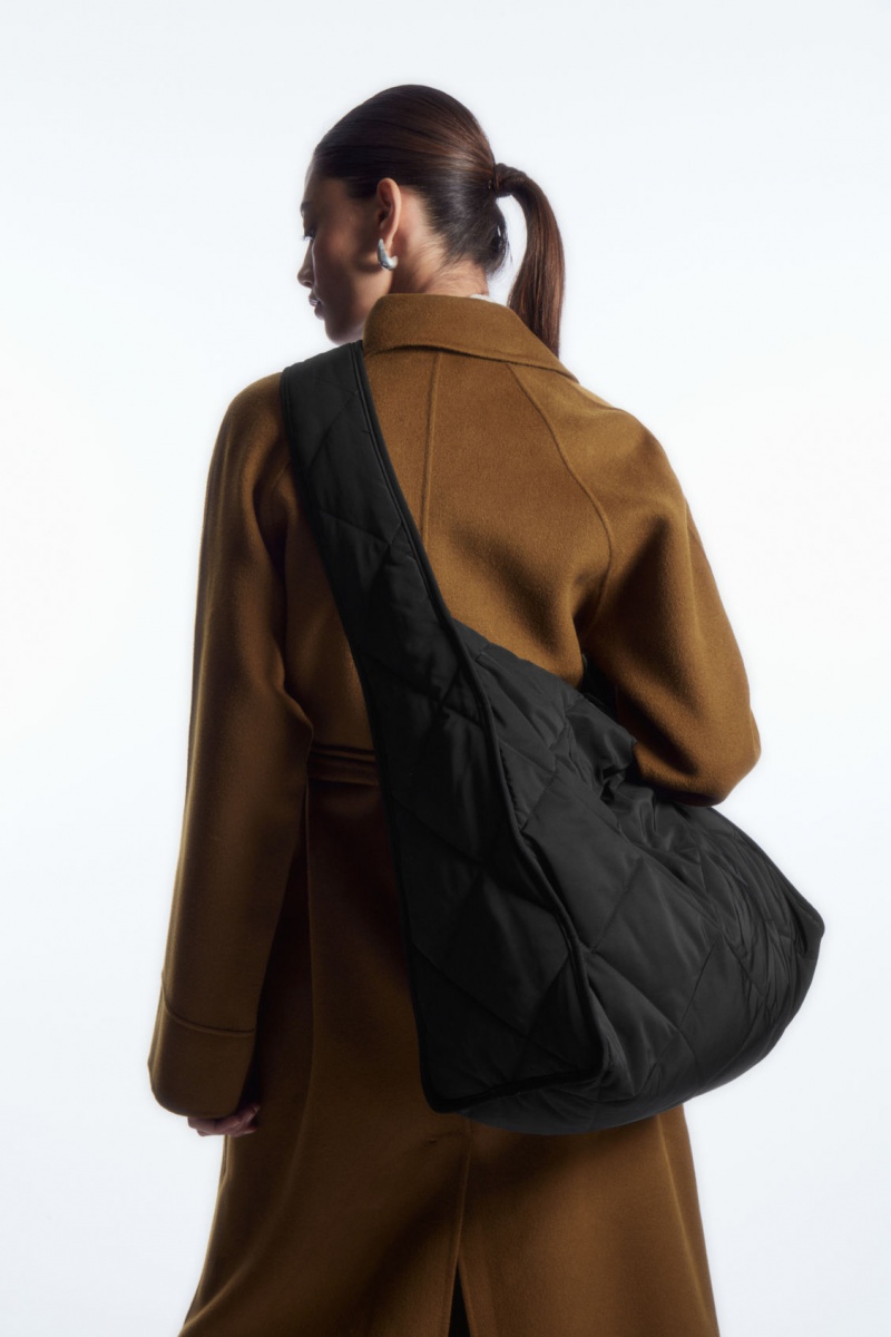 Women's COS Oversized Diamond-Quilted Shoulder Bags Black NZ-08ZRDCLXM