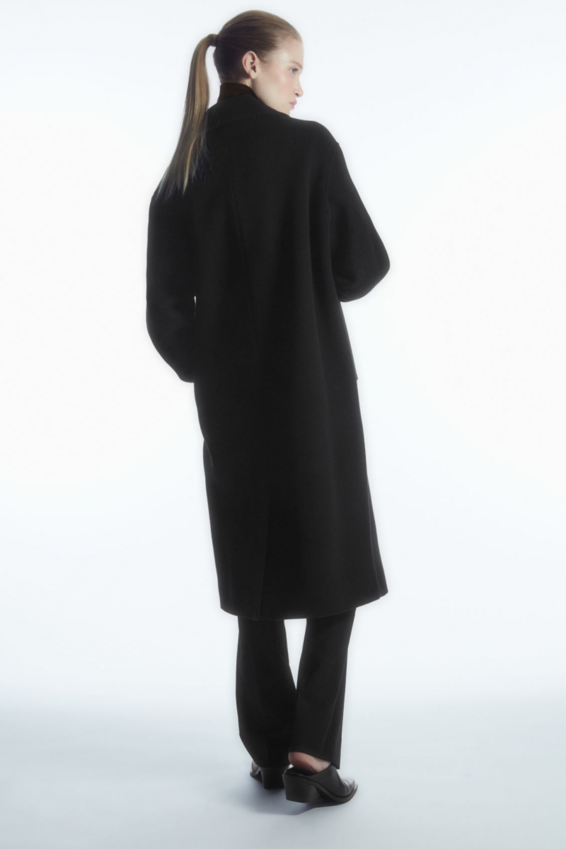 Women's COS Oversized Double-Breasted Wool Coats Black NZ-98ORFWXDB