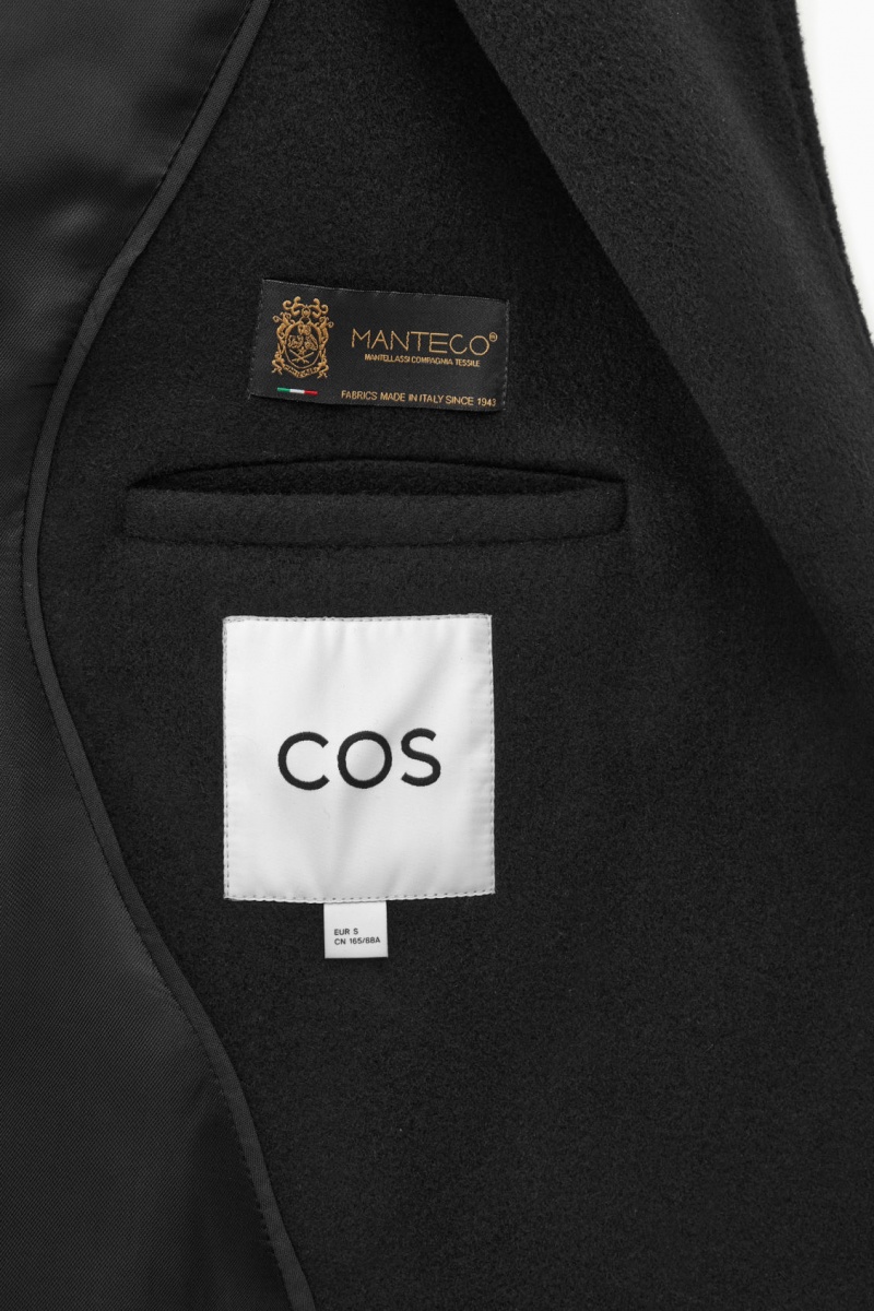 Women's COS Oversized Double-Breasted Wool Coats Black NZ-98ORFWXDB