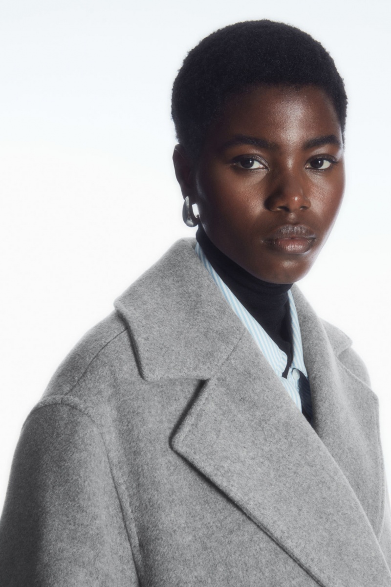Women's COS Oversized Double-Breasted Wool Coats Grey NZ-58YKFPUWI
