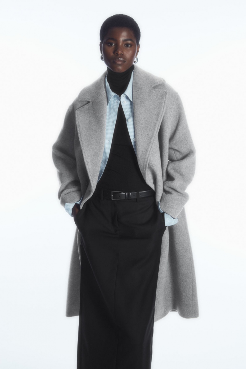 Women's COS Oversized Double-Breasted Wool Coats Grey NZ-58YKFPUWI