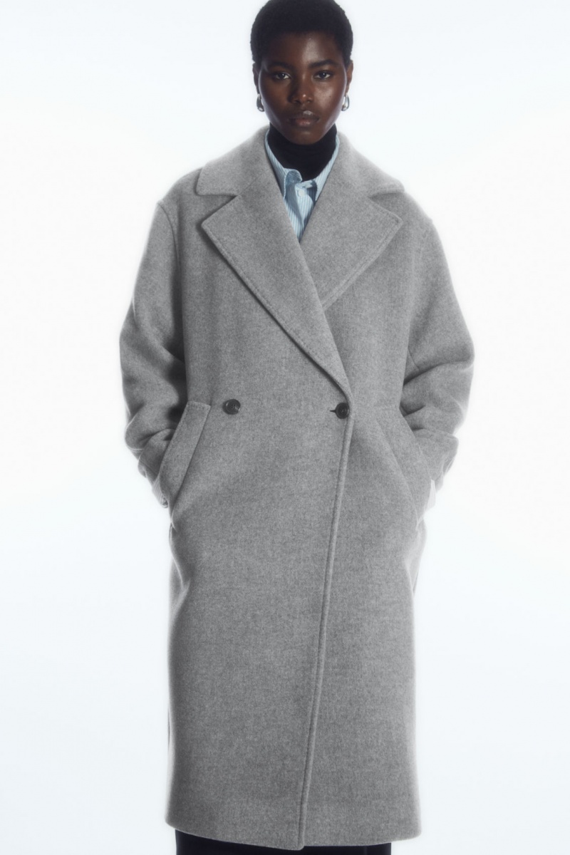 Women's COS Oversized Double-Breasted Wool Coats Grey NZ-58YKFPUWI