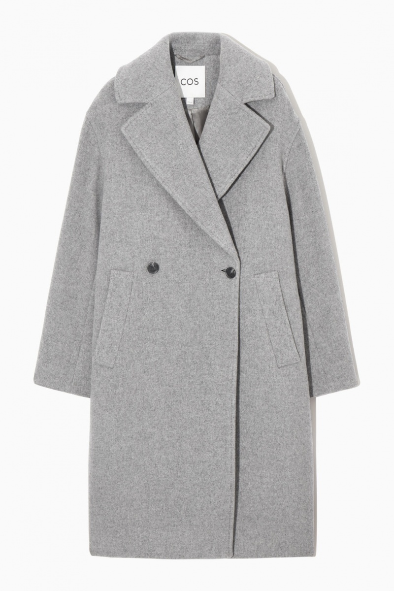 Women's COS Oversized Double-Breasted Wool Coats Grey NZ-58YKFPUWI